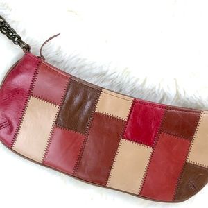 Fossil Vintage leather patchwork purse wristlet clutch